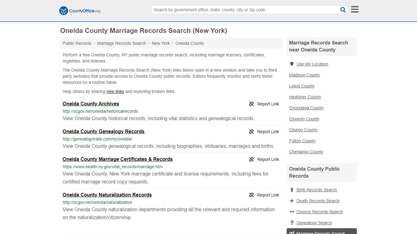 Oneida County Marriage Records Search (New York)