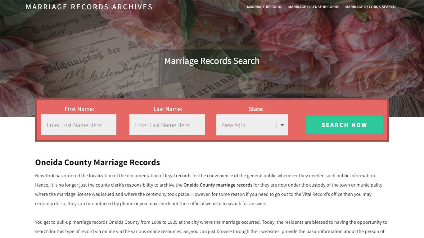 Oneida County Marriage Records | Enter Name and Search|14 Days Free